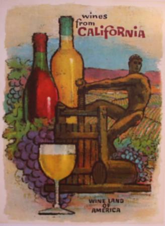  Affiche Ancienne Originale Wines from California Par Amado Gonzalez - 11931516551747.jpg