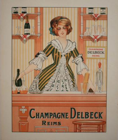 Affiche Ancienne Originale Champagne Delbeck, Reims Par Anonyme - 1193151733464.jpg