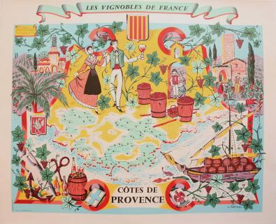  Affiche Ancienne Originale Vignoble de côte de Provence Par R. Hétreau - 1193225391640.jpg