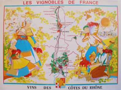  Affiche Ancienne Originale Vignoble de Côtes du Rhône Par M.S. Dutter - 1193225430585.jpg