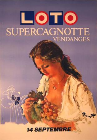  Affiche Ancienne Originale Loto, supercagnotte des vendanges Par Brenot - 11932291761774.jpg