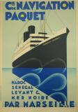 Affiche Ancienne Originale Cie Paquet Maroc Sénégal Levant par Marseille - 1434473347567.jpg