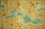 Affiche Ancienne Originale Carte de la plongée sous marine en Méditerranée - 14344738341462.jpg