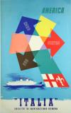Affiche Ancienne Originale Societa di Navigazione Italia - America, Nord Sud - 1434473987731.jpg