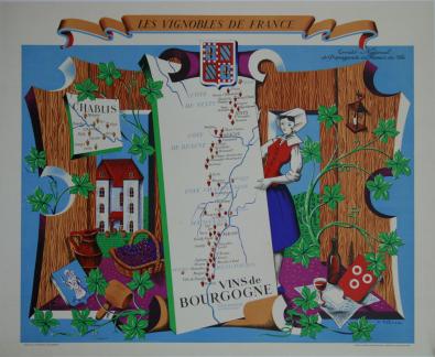  Affiche Ancienne Originale Vignobles de France, Vins de Bourgogne Par R. Hétreau - 14331544511217.jpg