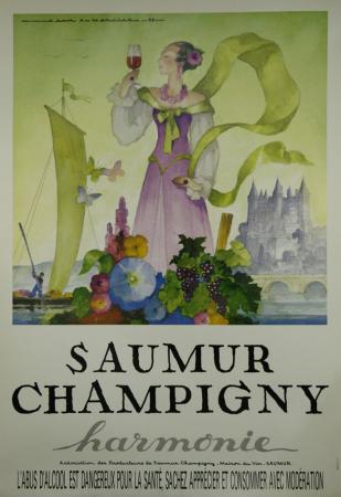  Affiche Ancienne Originale Saumur Champigny - Harmonie Par J.A. Mercier - 14335106471307.jpg