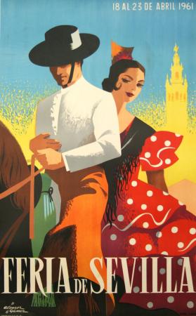  Affiche Ancienne Originale Feria de Sevilla 1961 Par Gomez Alvarez - 14485547681992.jpg