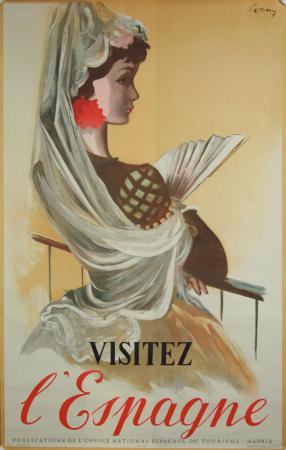  Affiche Ancienne Originale Visitez l'Espagne Par illisible - 14485549051237.jpg