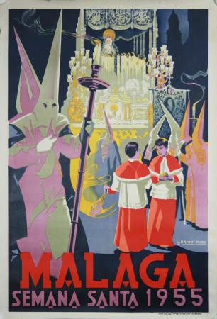  Affiche Ancienne Originale Malaga, semana santa 1955 Par Ramos Rosa L. - 1448555033927.jpg