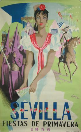  Affiche Ancienne Originale Sevilla, Fiesta de Primavera 1956 Par Cerny - 14485553891090.jpg