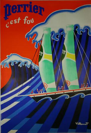  Affiche Ancienne Originale Perrier - Vagues Par Bernard Villemot - 14337669161649.jpg