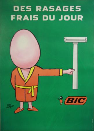  Affiche Ancienne Originale BIC - Des rasages frais Par D'après Savignac - 1294754621321.jpg