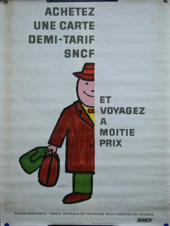  Affiche Ancienne Originale Achetez une carte demi-tarif SNCF Par Savignac - 12947564951926.jpg