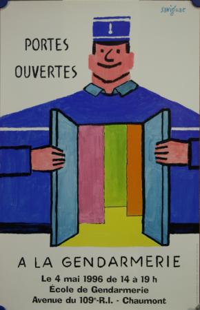  Affiche Ancienne Originale Portes ouvertes à la gendarmerie Par Savignac - 1294756771799.jpg