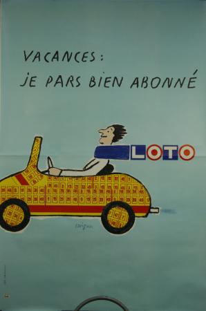  Affiche Ancienne Originale Loterie Vacances je pars bien abonné Par Savignac - 1294758046110.jpg