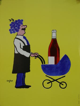  Affiche Ancienne Originale Buvons ici le vin nouveau avant la lettre Par Savignac - 12947580641923.jpg
