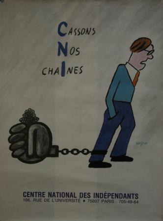  Affiche Ancienne Originale Cassons nos chaines centre national des indépenda Par Savignac - 12947580901565.jpg