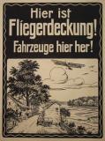 Affiche Ancienne Originale Hier ist Fliegerdeckung ! Fahzeuge hier her ! - 12391772361413.jpg