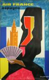 Affiche Ancienne Originale Air France - Espagne - 14343607341465.jpg