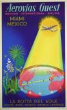 Affiche Ancienne Originale Aerovias Guest- Miami Mexico - 1434362468131.jpg