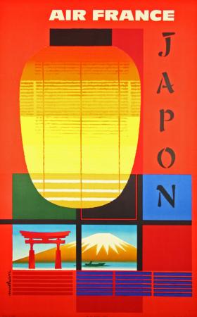  Affiche Ancienne Originale Air France Japon Par Nathan - 1434357857526.jpg