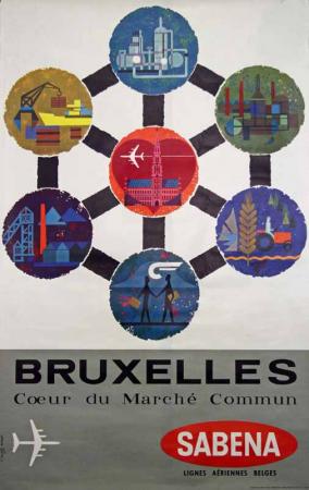  Affiche Ancienne Originale Sabena Bruxelles Par Cpv Pub, Brisart - 143435857610.jpg