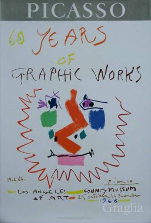  Affiche Ancienne Originale 60 years of graphic works 1966 Los Angeles County Par Pablo Picasso - 1197124522478.jpg