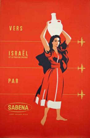  Affiche Ancienne Originale Vers Israël par Sabena Par Ano - 14343572841053.jpg